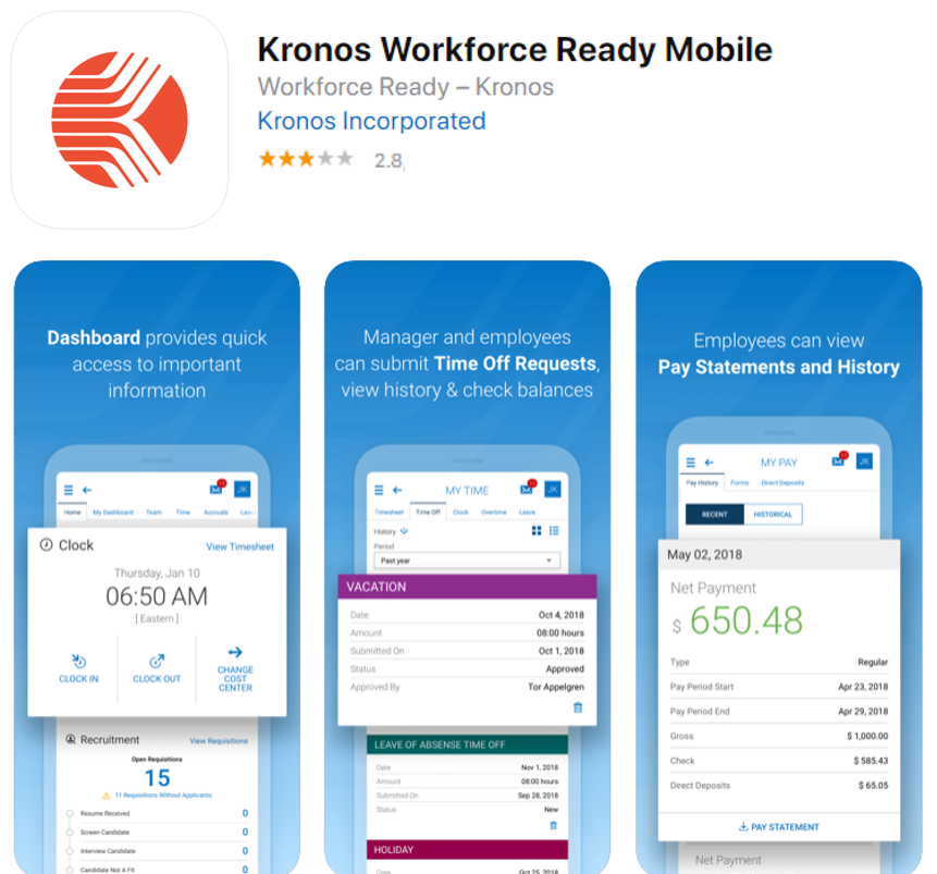 Phần mềm chấm công điện thoại Kronos
